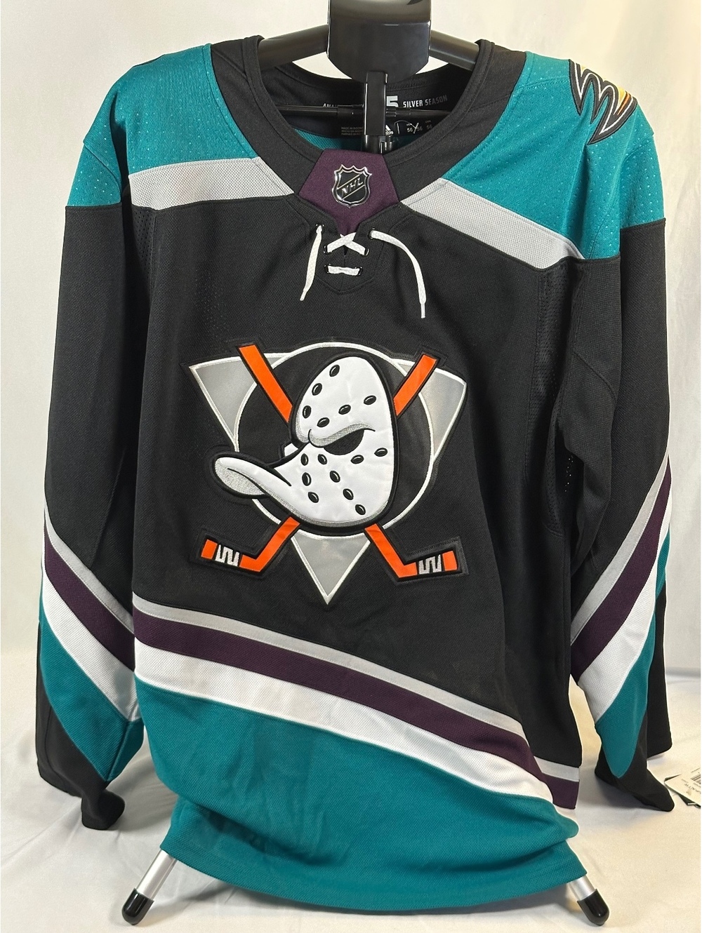 Adidas Anaheim Ducks NHL Climalite Hockey Jersey Size 56 Large 25th Anniversary